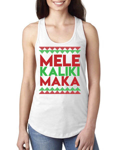 Mele Kalikimaka White Tank Top - Ladies